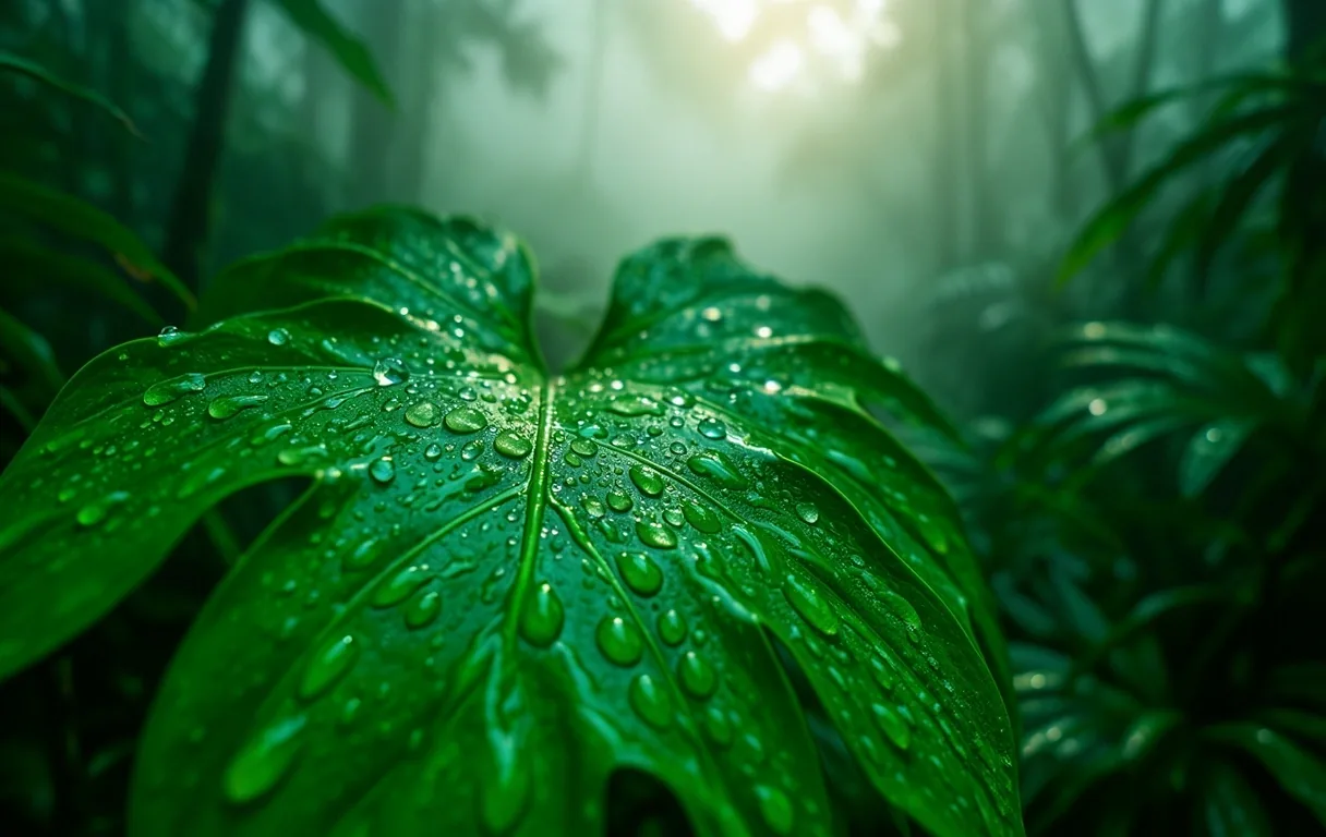 Botanical mist over tropical flora